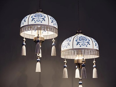 Chinese Chandelier Homestay Chandelier National Style Chandelier National Tide Chandelier Blue and White Porcelain Chandelier 3d model