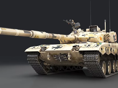 Modern Main Battle Tank With Camouflage Paint Long Cannon And Tracks 3d model