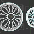 Decorative Circular Lattice Windows with Intricate Floral Patterns in White on Dark Background