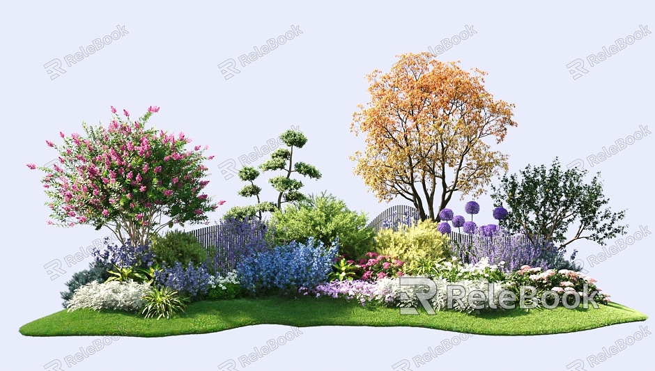 Modern flowerbed flower mirror bush combination model