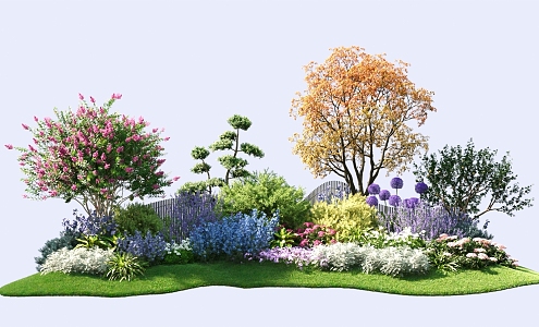 Modern flowerbed flower mirror bush combination 3d model