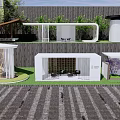 Modern Pergola Design With Green Plants Seating And Wooden Structure In Outdoor Space