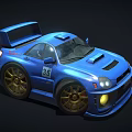Kids Blue Toy Race Car With Number 35 And Gold Wheels