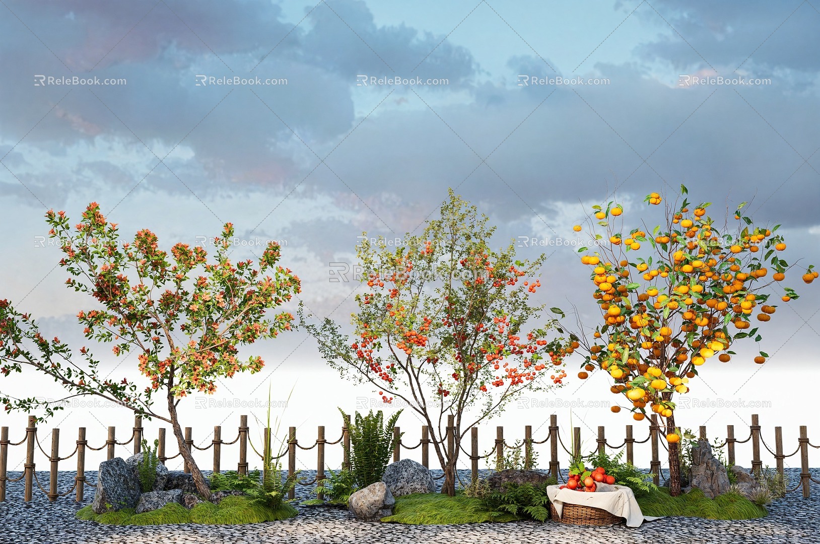 Pomegranate Tree Apple Tree Persimmon Tree Orange Tree Fruit Tree Garden Tree 3d model