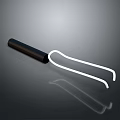 Practical Household White Tongs with Black Handle on Gray Background and Reflection