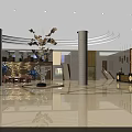Elegant Hotel Lobby Interior With Chandelier Columns And Marble Flooring