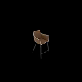 Modern Brown Leather Bar Stools With Armrests And Black Metal Legs