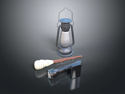 Classic Traditional Lighting Combination With Vintage Lantern And Decorative Candle Holders For Home Decoration 3d model