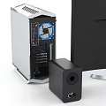 Modern Desktop Computer Setup With Large Monitor RGB PC Case Keyboard Mouse And Speakers