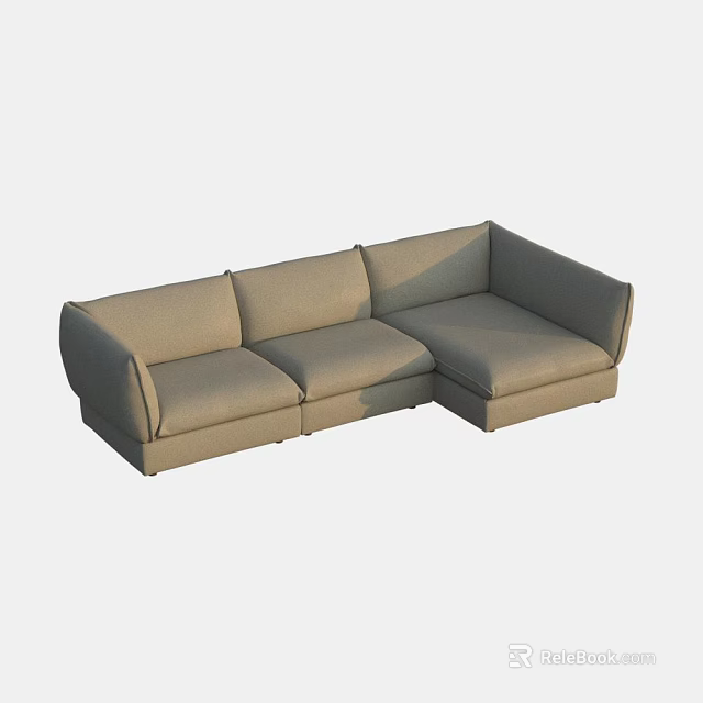 Modern L Shaped Light Beige Sectional Sofa For Comfortable Living Room 3d model