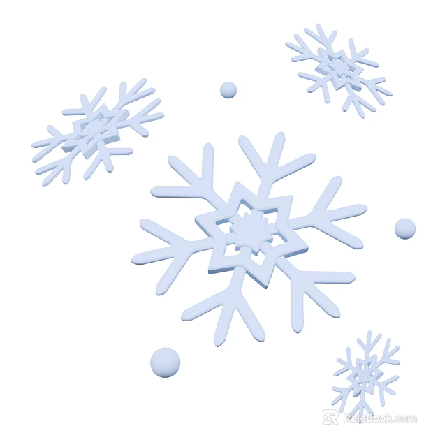 Decorative Ornament Decoration Set With Snowflake Shapes And Small Balls For Home Decor 3d model 