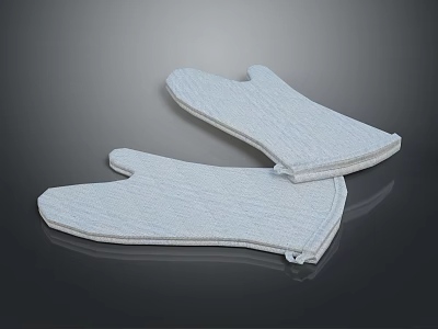 White Textured Kitchen Oven Mitts For Heat Resistant Cooking Use 3d model