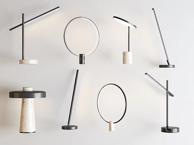 Modern Table Lamps With Various Designs And Stylish Shapes For Home Interior Decor 3d model