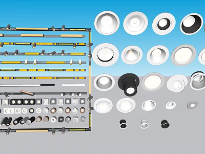 Downlights and Spotlights with Various Styles Sizes Round Design Installation Components and Accessories 3d model