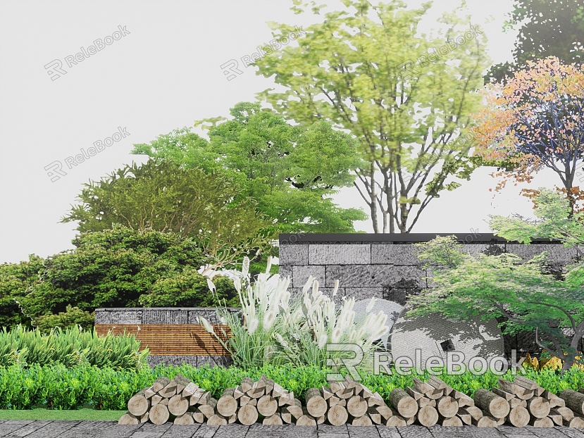 Modern shrub landscape plant shrub flower combination model