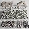 Various Stone Blocks Pebbles and Wood Samples with Different Textures and Shapes 3d model