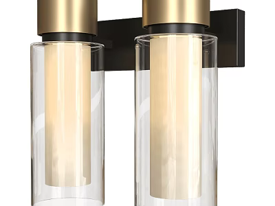 Modern Gold and Black Wall Sconce with Glass Shades for Indoor Lighting Fixture 3d model