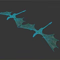 Two Green Pterodactyl Models with Extended Wings Slender Bodies on White Background 3d model