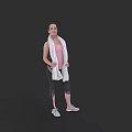 Woman In Pink Tank Top And Black Leggings With White Towel After Fitness