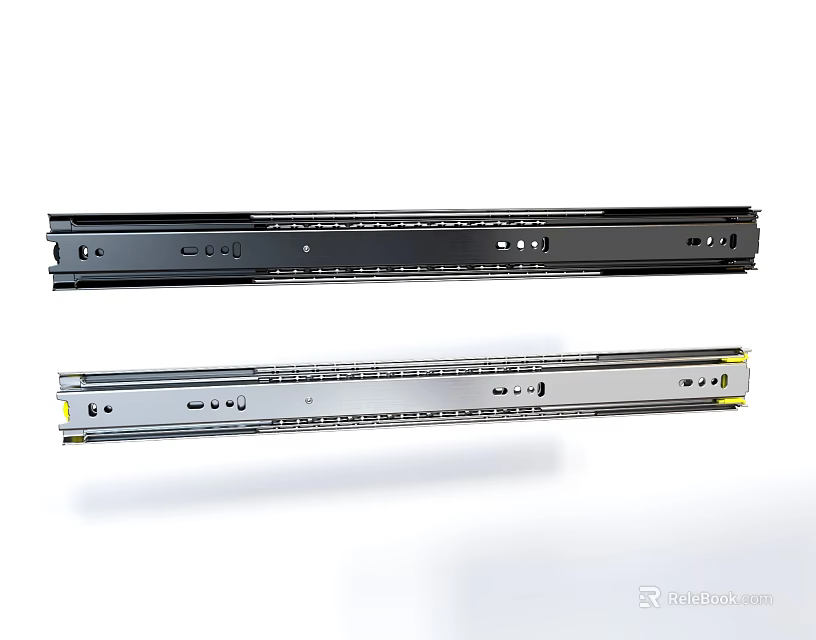 Black And Silver Drawer Slides With Modern Design And Smooth Operation 3d model 