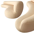 Modern Sectional Sofa Design With Beige And Green Curved Upholstered Seats
