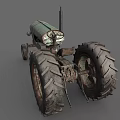 Rusty Vintage Tractor With Large Wheels Classic Design And Old Metal Body