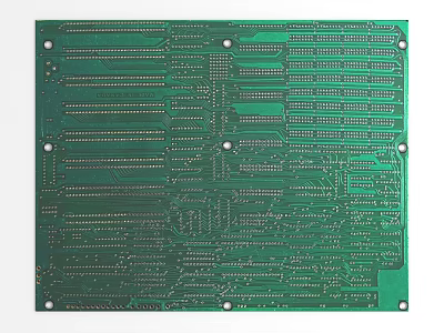Detailed Green Printed Circuit Board With Intricate Circuitry And Mounting Holes 3d model