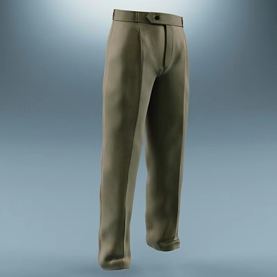 Stylish Khaki Straight Leg Pants With Simple Design And Comfortable Fit 3d model
