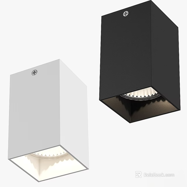 Modern Square Ceiling Light with White and Black Design and LED Lighting 3d model