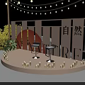 Commercial Equipment For Modern Exhibition Space With White High Top Tables And People Interacting