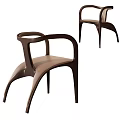 Modern Accent Chair With Curved Armrests Sleek Wooden Frame And Leather Seat Design