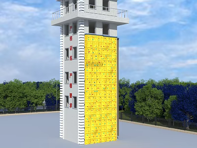 Fire Training Tower As Essential Fire Equipment With Multi Story Yellow Wall And Training Function 3d model