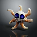 Game Movie Character Octopus Shaped Silver Orange Figure With Blue Big Eyes And Smiling Expression