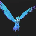 Mythical Flying Creature With Blue And Purple Wings Crown On Head And Ice Crystal Decorations
