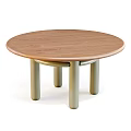Modern Minimalist Coffee Table With Round Wooden Top And Green Brown Legs Design