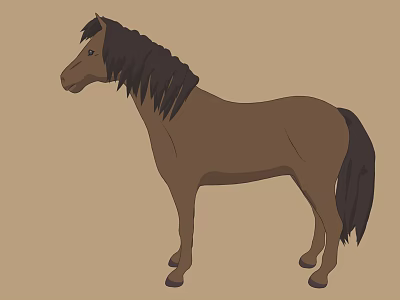 Brown Horse With Black Mane And Tail In Standing Posture On Brown Background 3d model