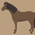 Brown Horse With Black Mane And Tail In Standing Posture On Brown Background