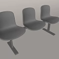 Three Gray Leisure Chairs with Connected Seats and Sturdy Metal Legs Design for Indoor Use