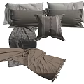 Stylish Decorative Pillows With Striped Design Matching Cushions And Fringe Blanket In Neutral Tones