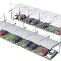 Tensile Membrane Parking Canopy Structure with Covered Area and Multiple Parked Cars