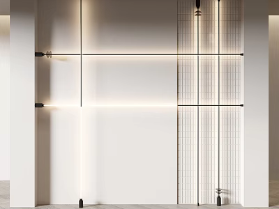 Modern Wall Design With Geometric Lines Grid Pattern And Ambient Lighting 3d model