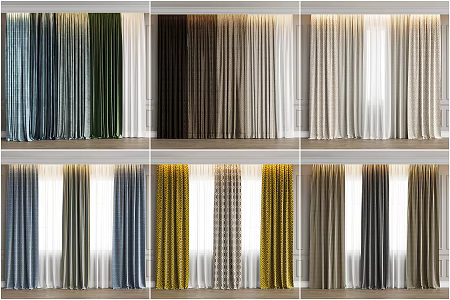 Modern Home Curtain Combination Curtain Milk Tea Curtain Fabric Curtain 3d model