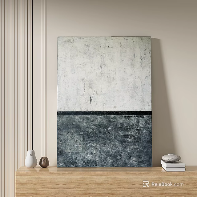 Abstract Gray White Black Painting With Decorative Objects And Stack Of Books 3d model