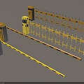Road Facilities Featuring Yellow Traffic Barriers and Automatic Gate Systems 3d model