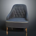 Gray Tufted Armchair With Button Details Wooden Legs And Trim