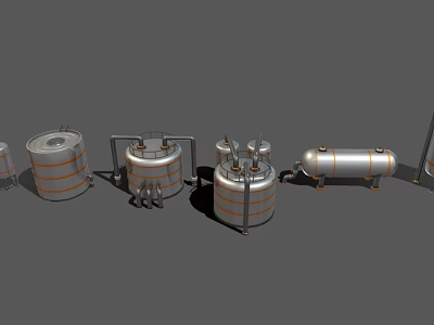 Industrial Equipment Featuring Stainless Steel Storage Tanks And Piping Systems 3d model