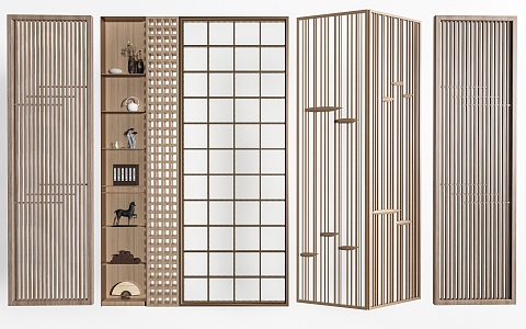 New Chinese Style Screen Partition Wooden Partition 3d model