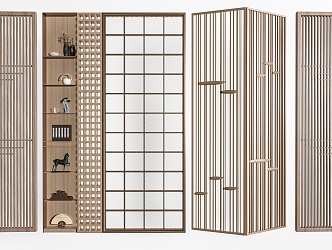 New Chinese Style Screen Partition Wooden Partition 3d model