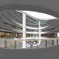 Modern Shopping Mall Atrium Interior Featuring Multi Level Design Glass Railings And Skylight