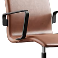 Brown Leather Office Chair With Black Armrests And Sleek Black Base
